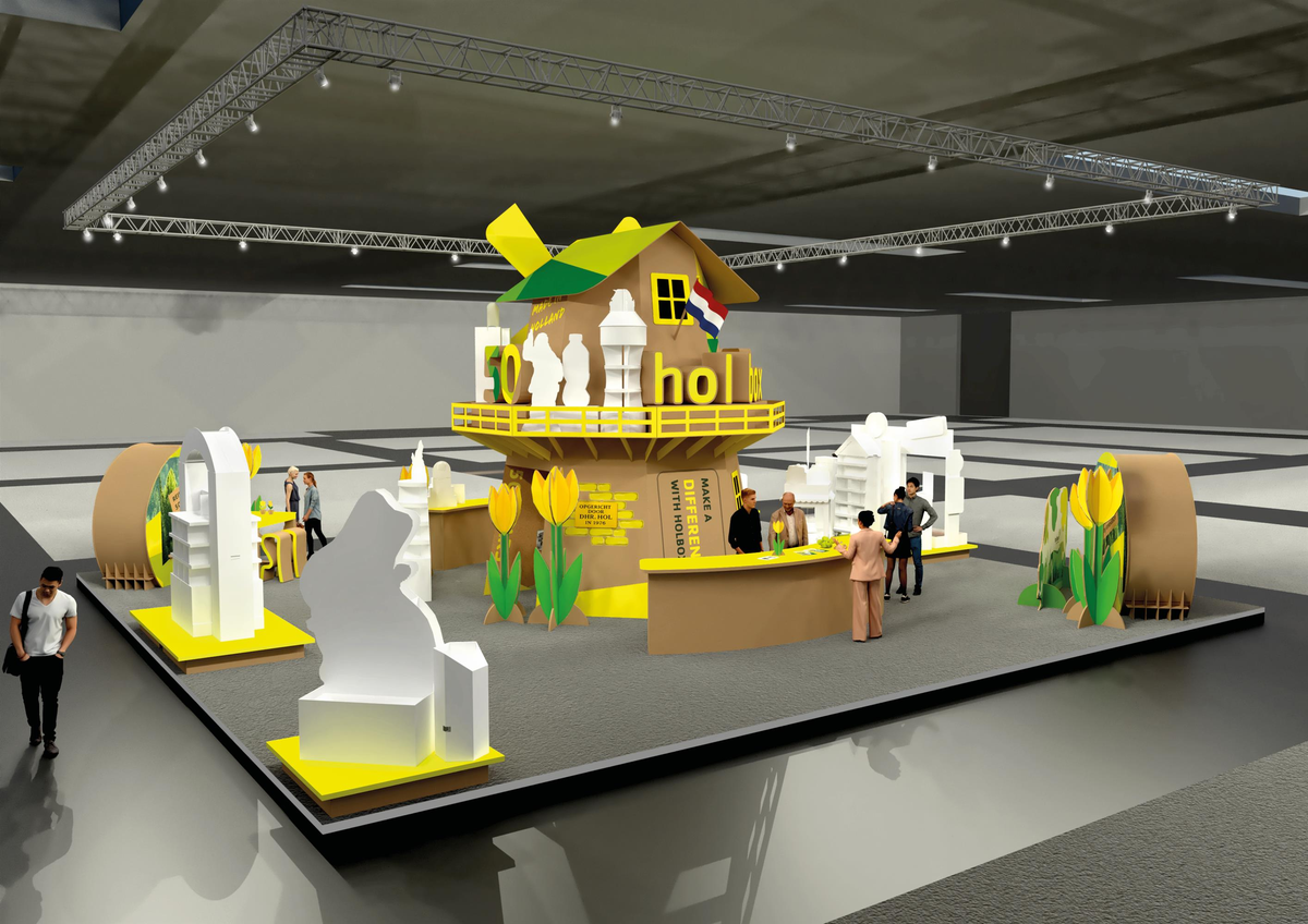 Visualisatie achterkant beursstand EuroShop 2026 - Holbox