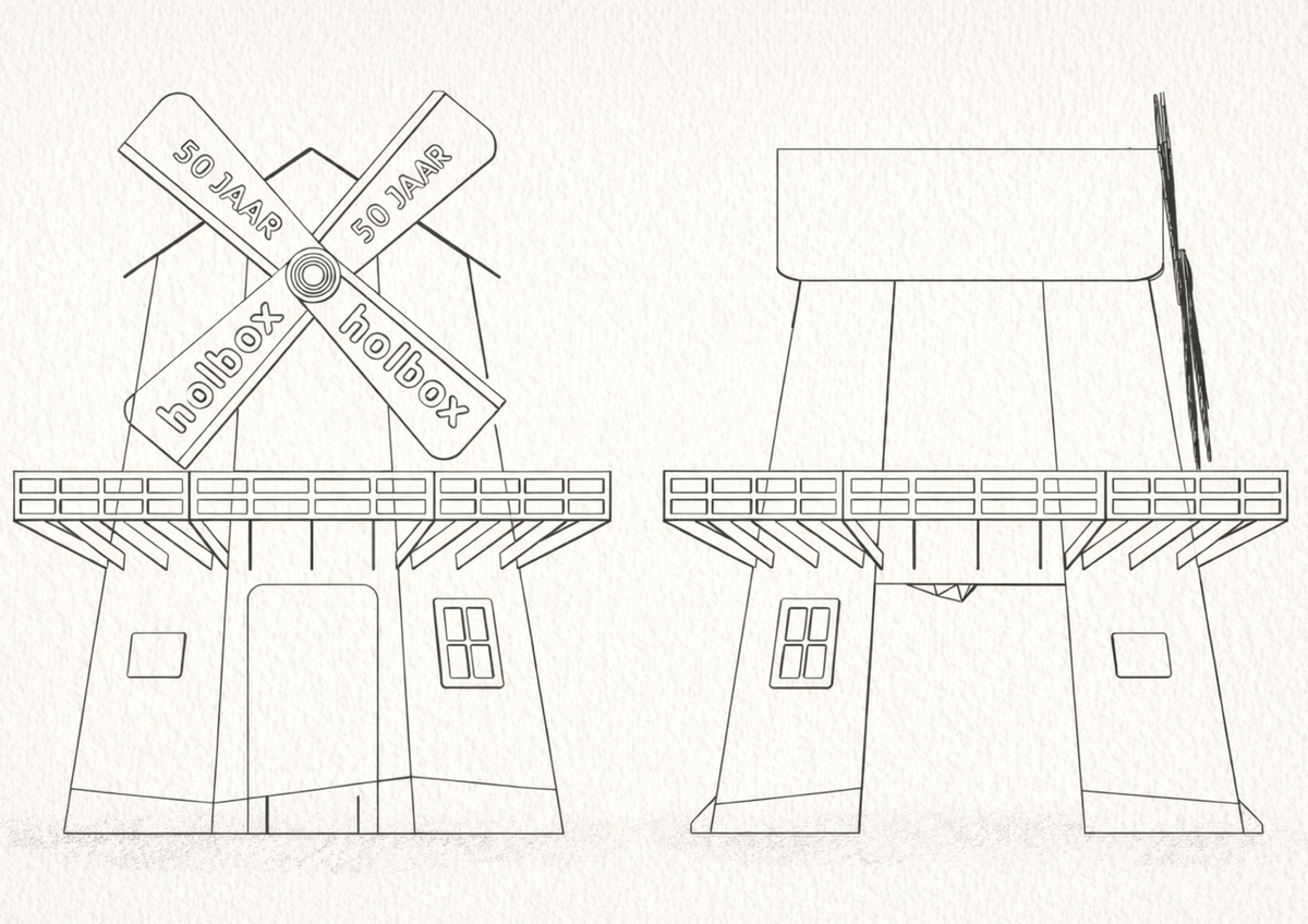 Tekeningen beursstand EuroShop 2026 - Voorkant & rechterkant - Holbox Tekeningen beursstand EuroShop 2026 - Voorkant & rechterkant - Holbox