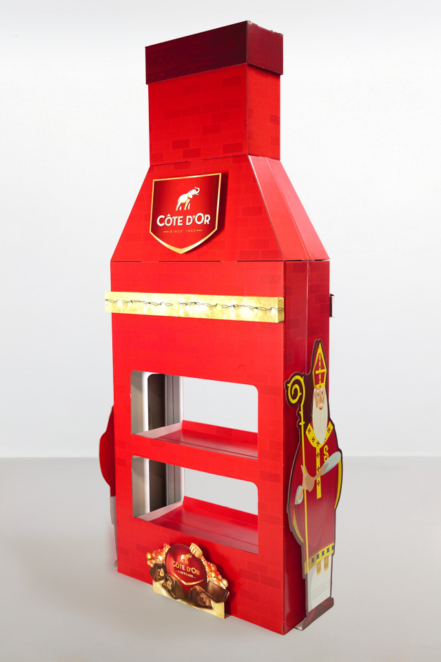 Kartonnen display voor de feestdagen - Schoorsteen sinterklaas Kartonnen display voor de feestdagen - Schoorsteen sinterklaas