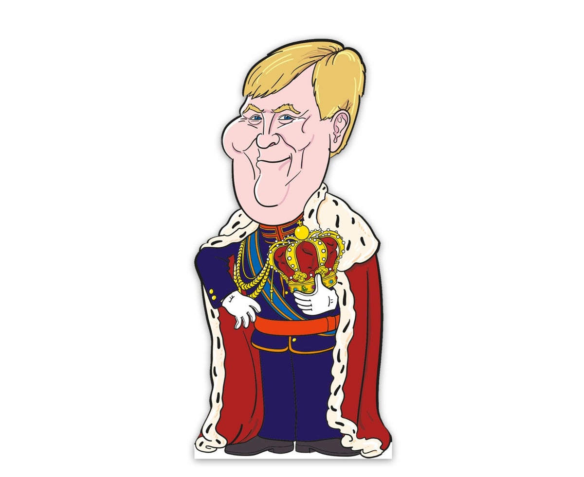 Levensgroot figuur van Koning Willem-Alexander, Oranje decoratie, etalage decoratie