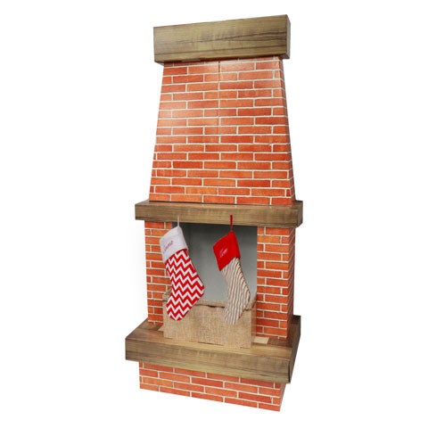 Kartonnen open haard voor kerst | 180 cm hoog