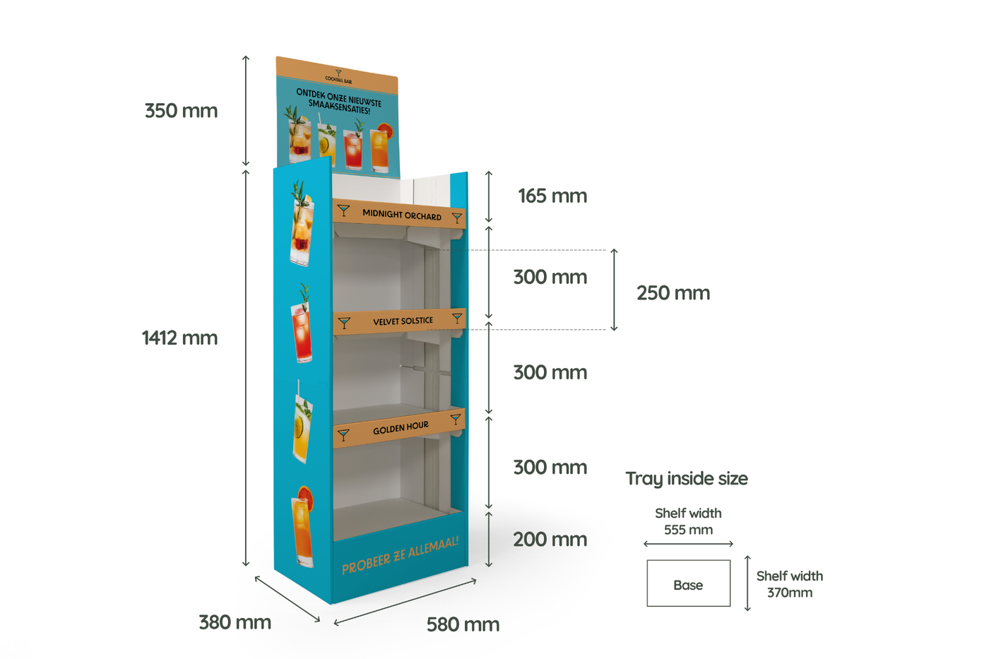 Foldable Shop Display - maatvoering Foldable Shop Display - maatvoering