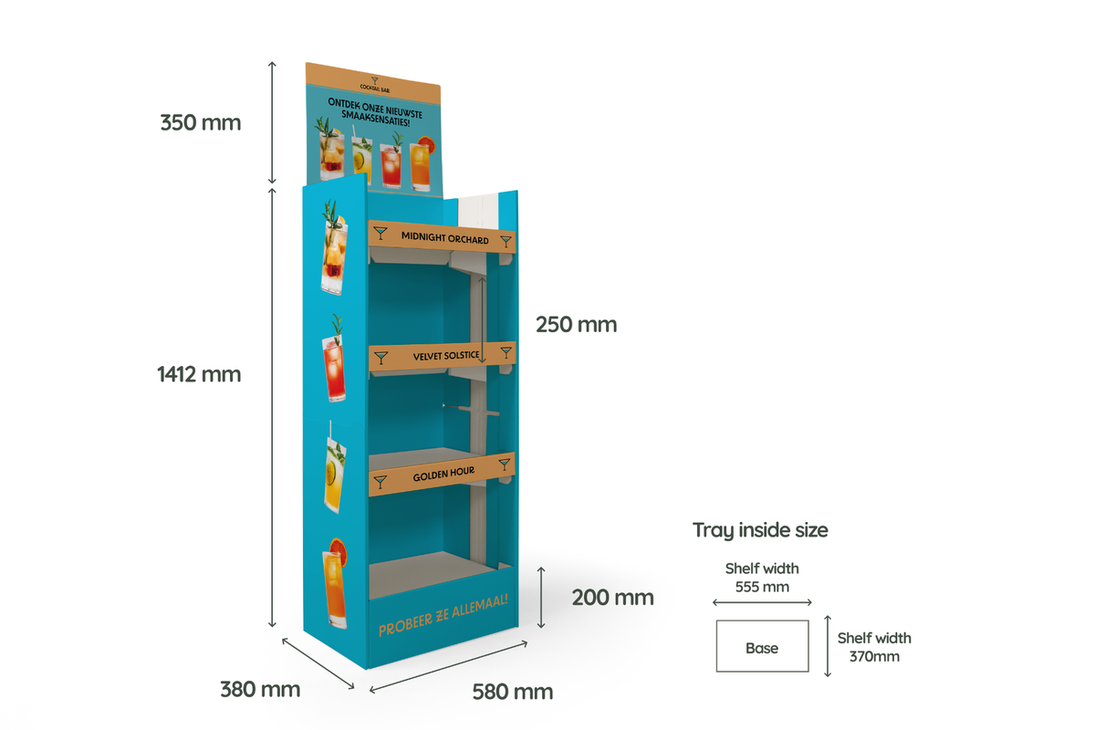 Foldable Shop Display | tot 25 kg per tray Foldable Shop Display | tot 25 kg per tray